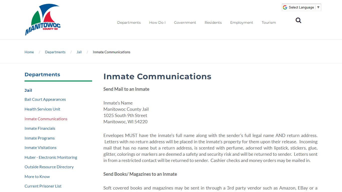 Inmate Communications - Manitowoc County